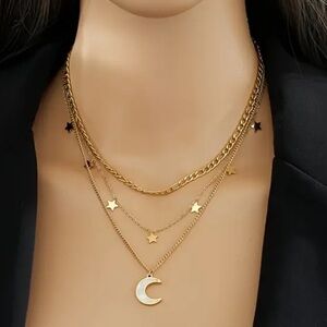 High-end Quality Multi-layered Star And Moon Necklace Clavicle Chain